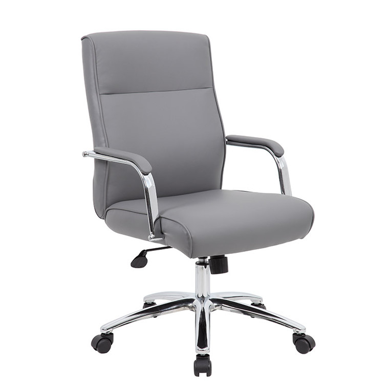Conference Chair with Passive Lumbar Grey Leatherette  Conference Chair with Passive Lumbar Grey Leatherette
