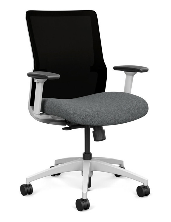 SitOnIt Novo Mid Back Mesh Task Chair - Work From Home Series, Milestone seat, Black mesh, White frame SitOnIt Novo Mid Back Mesh Task Chair - Work From Home Series, Milestone seat, Black mesh, White frame