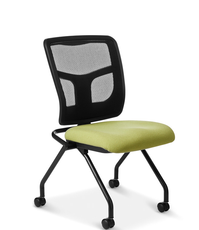 OM Seating YS70N Flip Seat Nesting Chair, Armless, Black Frame, 3/4 Front View OM Seating YS70N Flip Seat Nesting Chair, Armless, Black Frame, 3/4 Front View