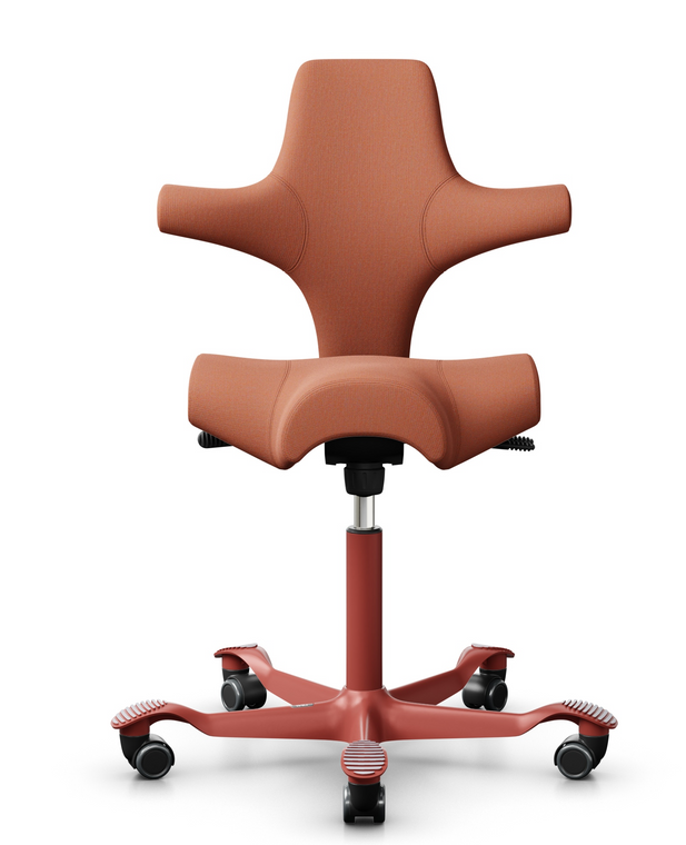 HAG Capisco 8106 / 5 Day Express Ship, Gabriel Capture Upholstery, Blush Rose Base and Frame Finish, Front View HAG Capisco 8106 / 5 Day Express Ship, Gabriel Capture Upholstery, Blush Rose Base and Frame Finish, Front View
