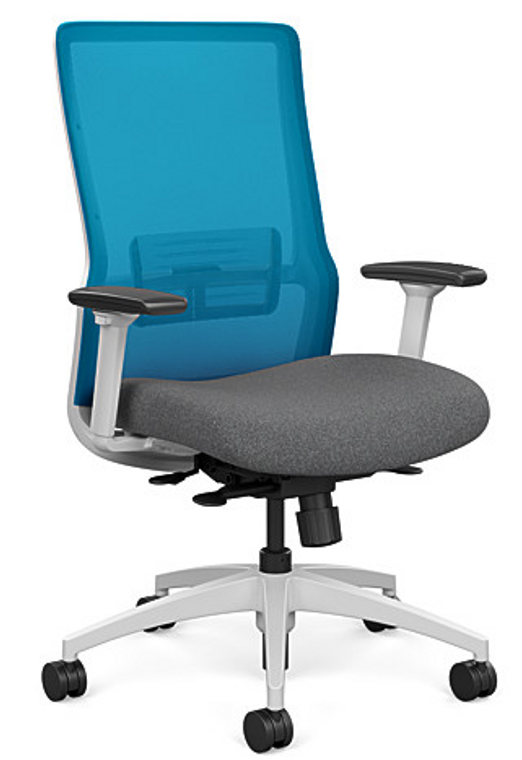 SitOnIt Novo High Back Mesh Task Chair - Work From Home Series, Milestone seat, Electric Blue mesh, and White frame SitOnIt Novo High Back Mesh Task Chair - Work From Home Series, Milestone seat, Electric Blue mesh, and White frame