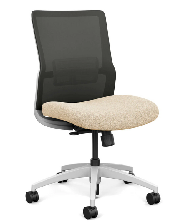 SitOnIt Novo Mid Back Armless Mesh Task Chair - Work From Home Series, Sandstorm seat, Nickel mesh, White frame SitOnIt Novo Mid Back Armless Mesh Task Chair - Work From Home Series, Sandstorm seat, Nickel mesh, White frame