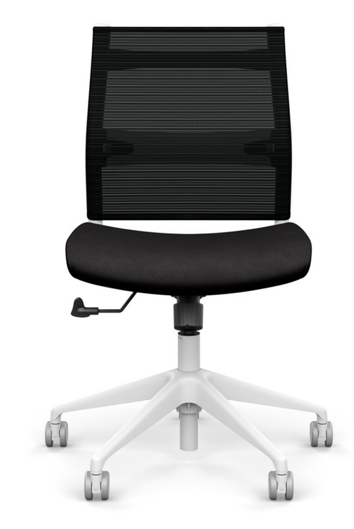 SitOnIt Wit Mid Back Armless Task Chair - Work From Home Series, Black seat fabric and Onyx Stripe mesh, White frame SitOnIt Wit Mid Back Armless Task Chair - Work From Home Series, Black seat fabric and Onyx Stripe mesh, White frame